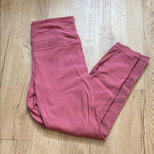 Womens Dusty Rose Leggings with Lace Side Panels